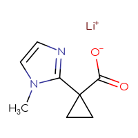 Chemical structure of lithium(1+) 1-(1-methyl-1H-imidazol-2-yl)cyclopropane-1-carboxylate - CSSB06359898793