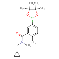 Chemical structure of N-(cyclopropylmethyl)-N,2-dimethyl-5-(4,4,5,5-tetramethyl-1,3,2-dioxaborolan-2-yl)benzamide - CSSB02526921754