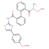 Chemical structure of N2-methoxy-N2'-[4-(4-methoxyphenyl)-1,3-thiazol-2-yl]-N2-methyl-[1,1'-biphenyl]-2,2'-dicarboxamide - CSSB21224767277