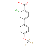 Chemical structure of 3-chloro-4'-(trifluoromethoxy)-[1,1'-biphenyl]-4-carboxylic acid - CSSB00102591948