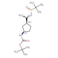 Chemical structure of tert-butyl N-[(1RS,3SR)-3-(1-{[(R)-2-methylpropane-2-sulfinyl]imino}ethyl)cyclopentyl]carbamate - CSSB21332857295