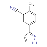 Chemical structure of 2-methyl-5-(1H-pyrazol-3-yl)benzonitrile - CSSB00102688094