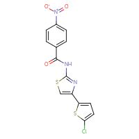 Chemical structure of N-[4-(5-chlorothiophen-2-yl)-1,3-thiazol-2-yl]-4-nitrobenzamide - CSSB00105992929
