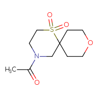 Chemical structure of 4-acetyl-9-oxa-1λ⁶-thia-4-azaspiro[5.5]undecane-1,1-dione - CSSB14898995507