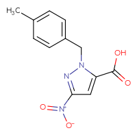 Chemical structure of 1-[(4-methylphenyl)methyl]-3-nitro-1H-pyrazole-5-carboxylic acid - CSSB00020671399