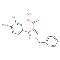 Chemical structure of methyl 1-benzyl-3-(3,4-dimethylphenyl)-1H-pyrazole-4-carboxylate - CSSB01392469813