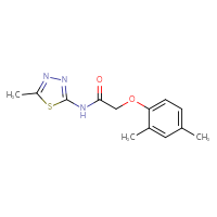 Chemical structure of 2-(2,4-dimethylphenoxy)-N-(5-methyl-1,3,4-thiadiazol-2-yl)acetamide - CSSB00026362508