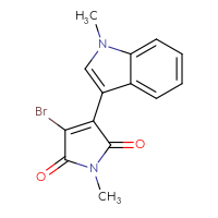 Chemical structure of 3-bromo-1-methyl-4-(1-methyl-1H-indol-3-yl)-2,5-dihydro-1H-pyrrole-2,5-dione - CSSB14929133031