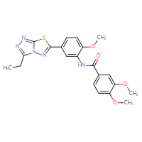 Chemical structure of N-(5-{3-ethyl-[1,2,4]triazolo[3,4-b][1,3,4]thiadiazol-6-yl}-2-methoxyphenyl)-3,4-dimethoxybenzamide - CSSB00121590273