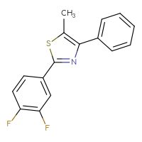 Chemical structure of 2-(3,4-difluorophenyl)-5-methyl-4-phenyl-1,3-thiazole - CSSB06633775113