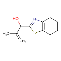 Chemical structure of 2-methyl-1-(4,5,6,7-tetrahydro-1,3-benzothiazol-2-yl)prop-2-en-1-ol - CSSB06607820135