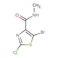 Chemical structure of 5-bromo-2-chloro-N-methyl-1,3-thiazole-4-carboxamide - CSSB02283619411