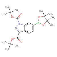 Chemical structure of 1,3-di-tert-butyl 6-(4,4,5,5-tetramethyl-1,3,2-dioxaborolan-2-yl)-1H-indazole-1,3-dicarboxylate - CSSB06835379680