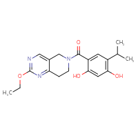 Chemical structure of 4-{2-ethoxy-5H,6H,7H,8H-pyrido[4,3-d]pyrimidine-6-carbonyl}-6-(propan-2-yl)benzene-1,3-diol - CSSB06595022097
