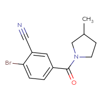 Chemical structure of 2-bromo-5-(3-methylpyrrolidine-1-carbonyl)benzonitrile - CSSB10609853159
