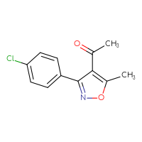 Chemical structure of 1-[3-(4-chlorophenyl)-5-methyl-1,2-oxazol-4-yl]ethan-1-one - CSSB00000023561