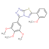 Chemical structure of 6-(2-methoxyphenyl)-3-(3,4,5-trimethoxyphenyl)-[1,2,4]triazolo[3,4-b][1,3,4]thiadiazole - CSSB00121637956
