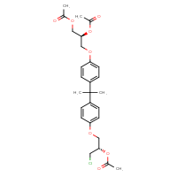 Chemical structure of (2S)-1-(acetyloxy)-3-[4-(2-{4-[(2S)-2-(acetyloxy)-3-chloropropoxy]phenyl}propan-2-yl)phenoxy]propan-2-yl acetate - CSSB00161106052