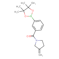 Chemical structure of 3-methylidene-1-[3-(4,4,5,5-tetramethyl-1,3,2-dioxaborolan-2-yl)benzoyl]pyrrolidine - CSSB02166474894