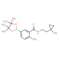 Chemical structure of 2-methyl-N-[2-(1-methylcyclopropyl)ethyl]-5-(4,4,5,5-tetramethyl-1,3,2-dioxaborolan-2-yl)benzamide - CSSB02533255700