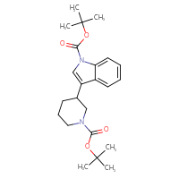 Chemical structure of tert-butyl 3-{1-[(tert-butoxy)carbonyl]piperidin-3-yl}-1H-indole-1-carboxylate - CSSB06583792832