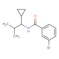 Chemical structure of 3-bromo-N-(1-cyclopropyl-2-methylpropyl)benzamide - CSSB00017207820