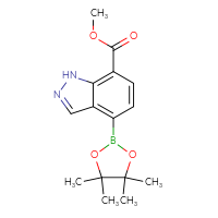 Chemical structure of methyl 4-(4,4,5,5-tetramethyl-1,3,2-dioxaborolan-2-yl)-1H-indazole-7-carboxylate - CSSB03560038416