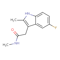 Chemical structure of 2-(5-fluoro-2-methyl-1H-indol-3-yl)-N-methylacetamide - CSSB00052503615