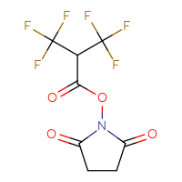 Chemical structure of 2,5-dioxopyrrolidin-1-yl 3,3,3-trifluoro-2-(trifluoromethyl)propanoate - CSSB02203802376