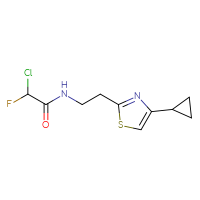 Chemical structure of 2-chloro-N-[2-(4-cyclopropyl-1,3-thiazol-2-yl)ethyl]-2-fluoroacetamide - CSSB21332054466