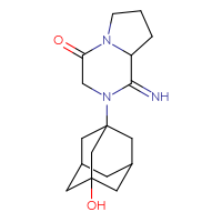 Chemical structure of 2-(3-hydroxyadamantan-1-yl)-1-imino-octahydropyrrolo[1,2-a]pyrazin-4-one - CSSB03549788390