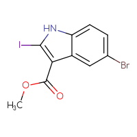 Chemical structure of methyl 5-bromo-2-iodo-1H-indole-3-carboxylate - CSSB06259633650
