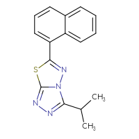 Chemical structure of 6-(naphthalen-1-yl)-3-(propan-2-yl)-[1,2,4]triazolo[3,4-b][1,3,4]thiadiazole - CSSB00121637643
