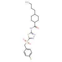 Chemical structure of 4-butyl-N-{5-[(4-fluorophenyl)methanesulfonyl]-1,3,4-thiadiazol-2-yl}cyclohexane-1-carboxamide - CSSB00027512706