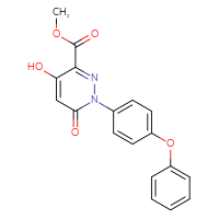 Chemical structure of methyl 4-hydroxy-6-oxo-1-(4-phenoxyphenyl)-1,6-dihydropyridazine-3-carboxylate - CSSB00025727908