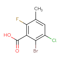 Chemical structure of 2-bromo-3-chloro-6-fluoro-5-methylbenzoic acid - CSSB06835378249