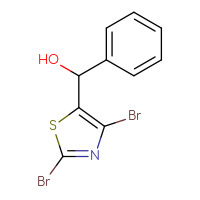 Chemical structure of (2,4-dibromo-1,3-thiazol-5-yl)(phenyl)methanol - CSSB21246425176