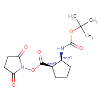 Chemical structure of rac-2,5-dioxopyrrolidin-1-yl (1R,2S)-2-{[(tert-butoxy)carbonyl]amino}cyclopentane-1-carboxylate - CSSB20620684703