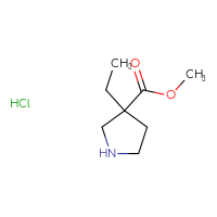 Chemical structure of methyl 3-ethylpyrrolidine-3-carboxylate hydrochloride - CSSB21043407335