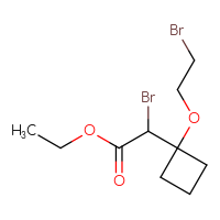 Chemical structure of ethyl 2-bromo-2-[1-(2-bromoethoxy)cyclobutyl]acetate - CSSB02495364727