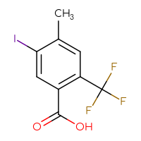 Chemical structure of 5-iodo-4-methyl-2-(trifluoromethyl)benzoic acid - CSSB00135296586