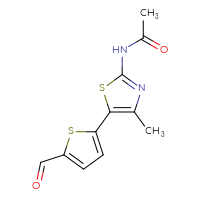 Chemical structure of N-[5-(5-formylthiophen-2-yl)-4-methyl-1,3-thiazol-2-yl]acetamide - CSSB14823796527