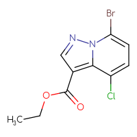 Chemical structure of ethyl 7-bromo-4-chloropyrazolo[1,5-a]pyridine-3-carboxylate - CSSB00025757801