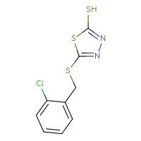 Chemical structure of 5-{[(2-chlorophenyl)methyl]sulfanyl}-1,3,4-thiadiazole-2-thiol - CSSB00000010552