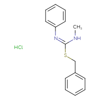 Chemical structure of (E)-N-methyl-N'-phenyl(benzylsulfanyl)methanimidamide hydrochloride - CSSB00103158502