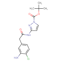 Chemical structure of tert-butyl 3-[2-(3-amino-4-chlorophenyl)acetamido]-1H-pyrazole-1-carboxylate - CSSB00160568663
