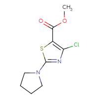 Chemical structure of methyl 4-chloro-2-(pyrrolidin-1-yl)-1,3-thiazole-5-carboxylate - CSSB00011353870