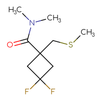Chemical structure of 3,3-difluoro-N,N-dimethyl-1-[(methylsulfanyl)methyl]cyclobutane-1-carboxamide - CSSB06990748838