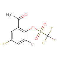 Chemical structure of 2-acetyl-6-bromo-4-fluorophenyl trifluoromethanesulfonate - CSSB21009714381