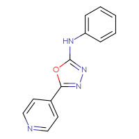 Chemical structure of N-phenyl-5-(pyridin-4-yl)-1,3,4-oxadiazol-2-amine - CSSB00161153297